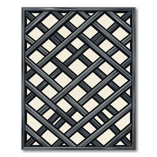 Dark Charcoal Interlocking Diamond Lattice Rug