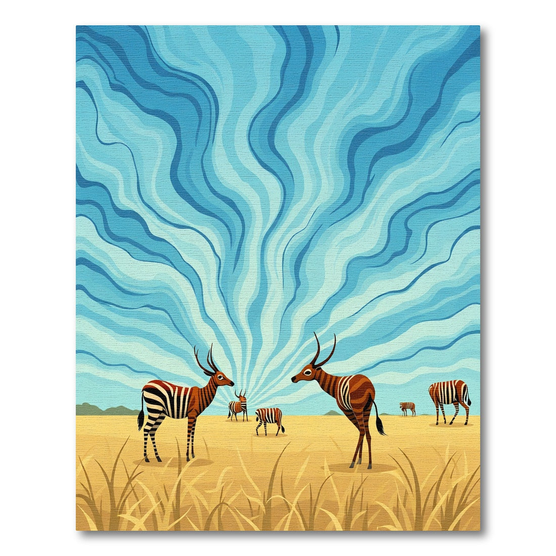 Striped Antelope Blue Sky Wilds Rug