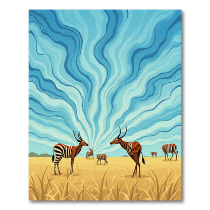 Striped Antelope Blue Sky Wilds Rug
