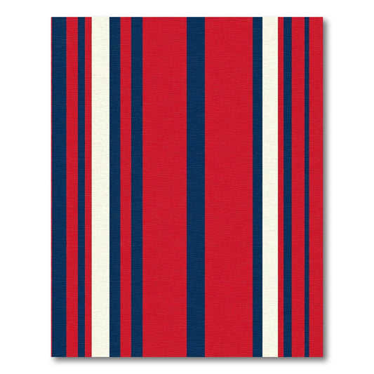Bold Red Cream Navy Stripe Rug