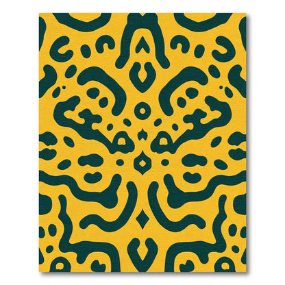 Yellow Teal Organic Abstract Collage Rug