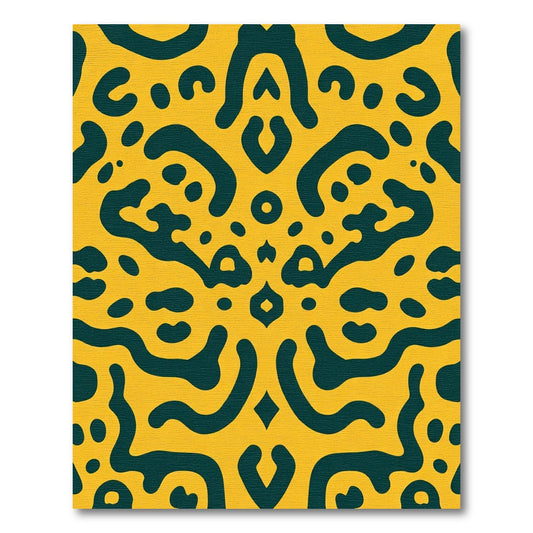 Yellow Teal Organic Abstract Collage Rug