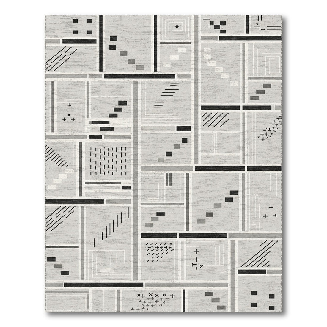 Black White Geometric Modern Area Rug