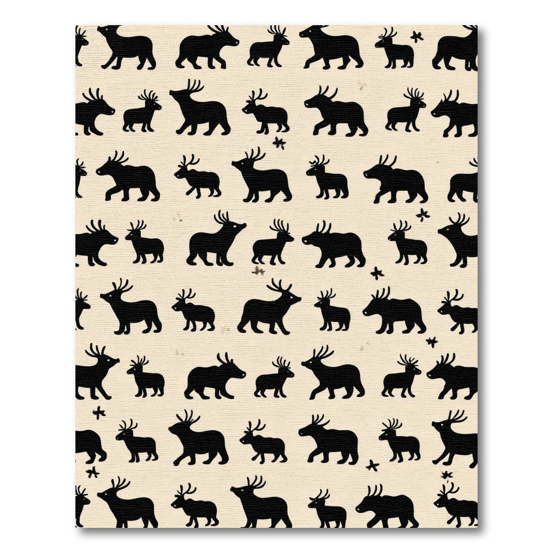 Black Herd Stags and Fawns Rug