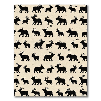 Black Herd Stags and Fawns Rug