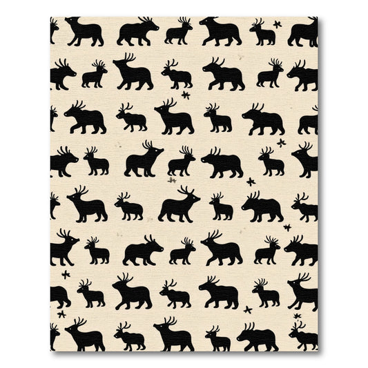 Black Herd Stags and Fawns Rug