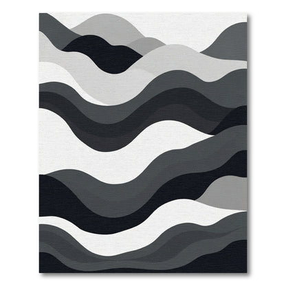 Modern Abstract Waves Gray Rug