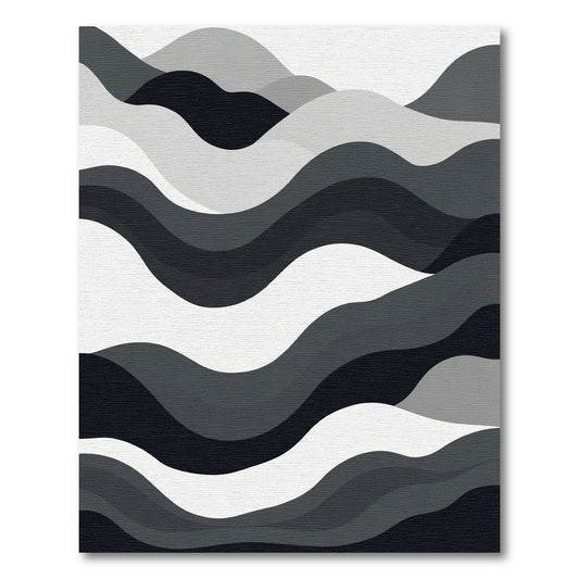 Modern Abstract Waves Gray Rug