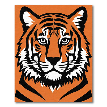 Bold Orange Tiger Face Graphic Rug