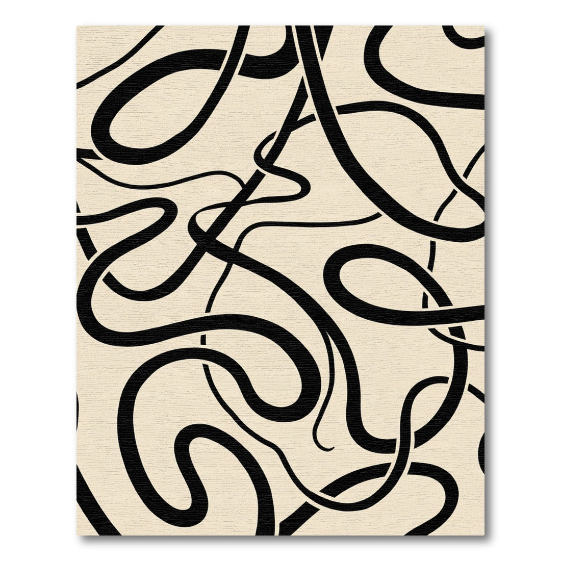 Black Wavy Lines Abstract Rug