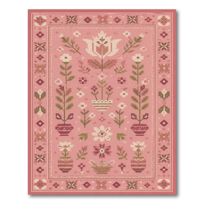 Pink Floral Vintage Area Rug