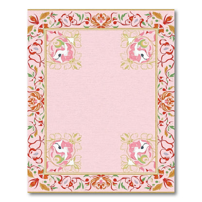 Whimsical Pink Unicorn Floral Frame Rug