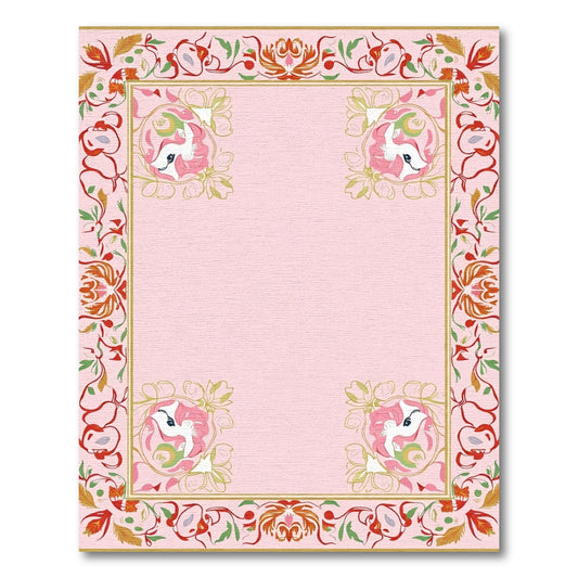 Whimsical Pink Unicorn Floral Frame Rug