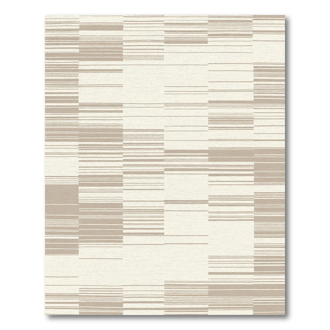 Ecru Taupe Horizontal Stripe Blocks Rug