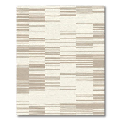 Ecru Taupe Horizontal Stripe Blocks Rug
