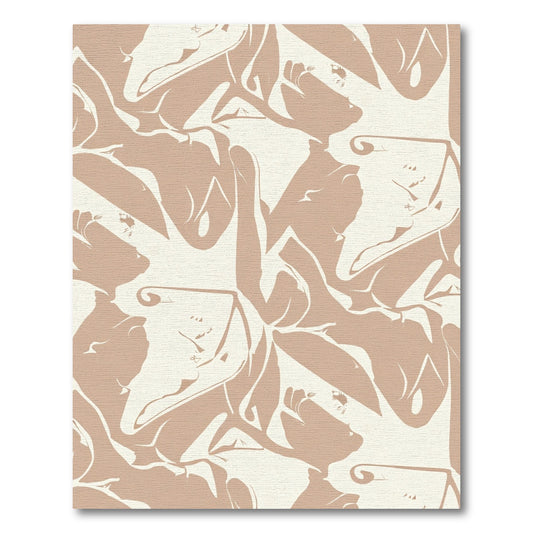 Taupe Abstract Floral Swirl Rug
