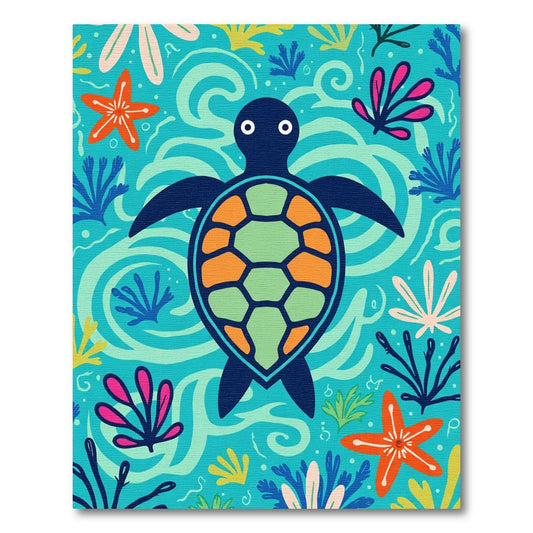Aqua Blue Turtle Coral Garden Rug