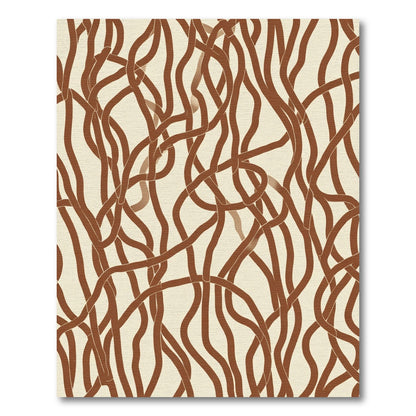 Abstract Brown Wavy Lines Rug