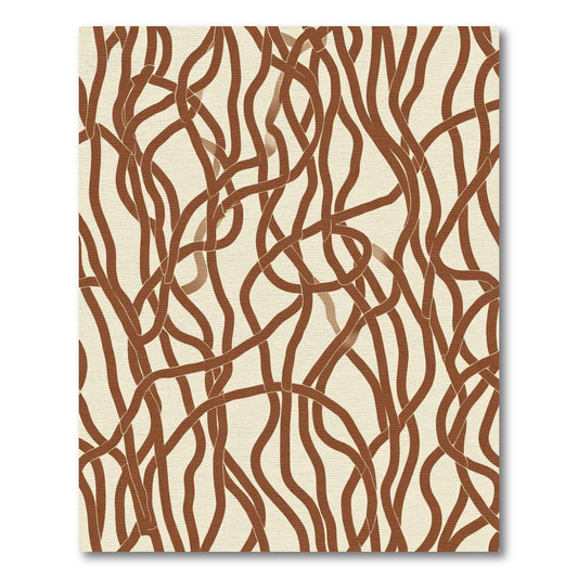 Abstract Brown Wavy Lines Rug