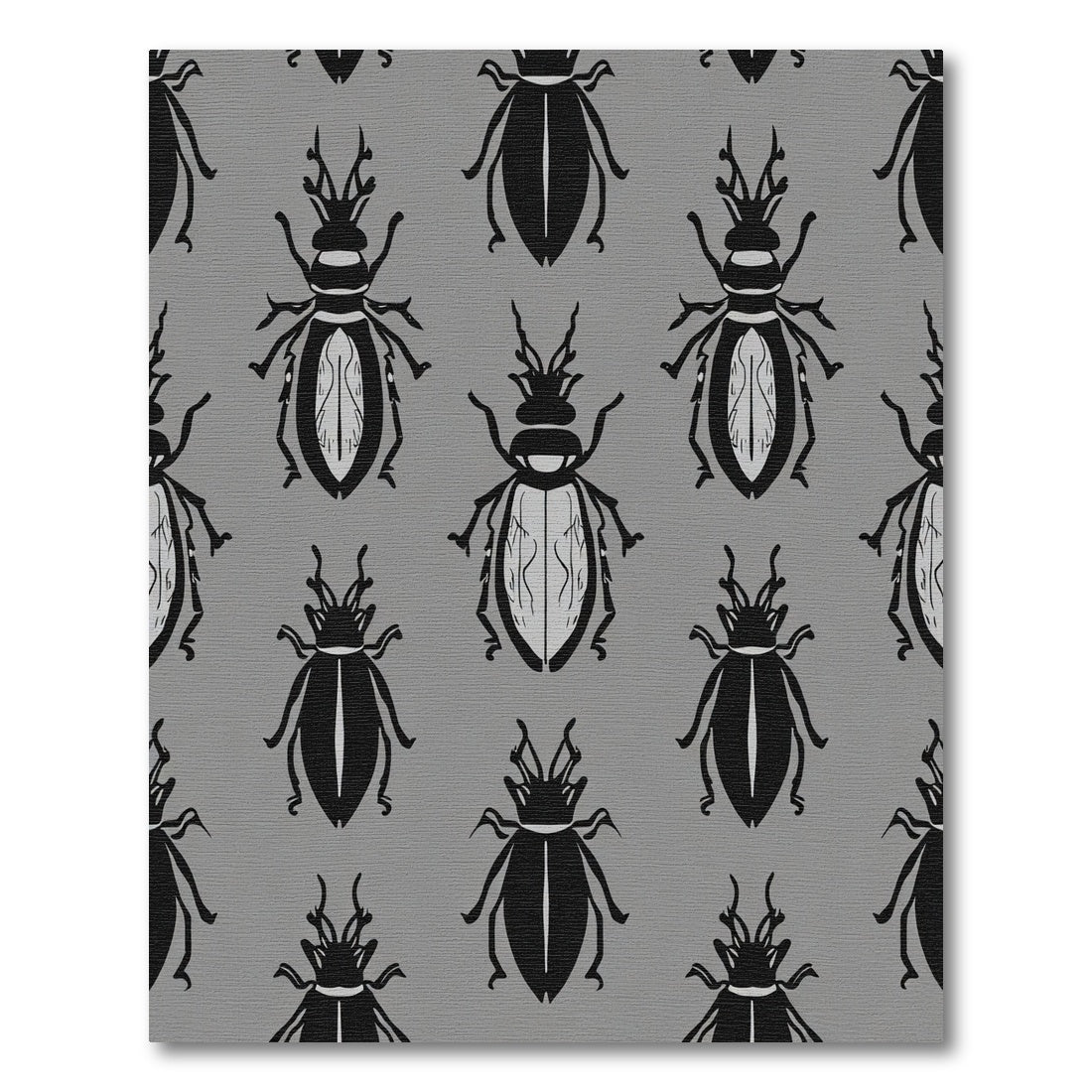 Gray Black Insect Silhouette Repeat Rug