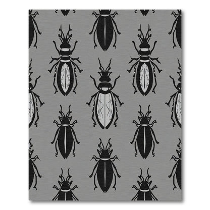 Gray Black Insect Silhouette Repeat Rug