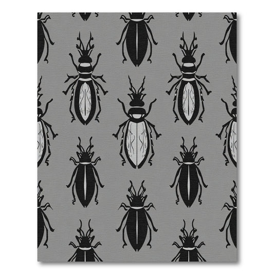 Gray Black Insect Silhouette Repeat Rug