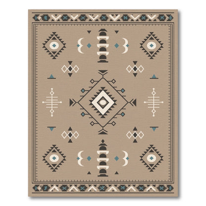 Beige Heritage Tribal Geometric Area Rug