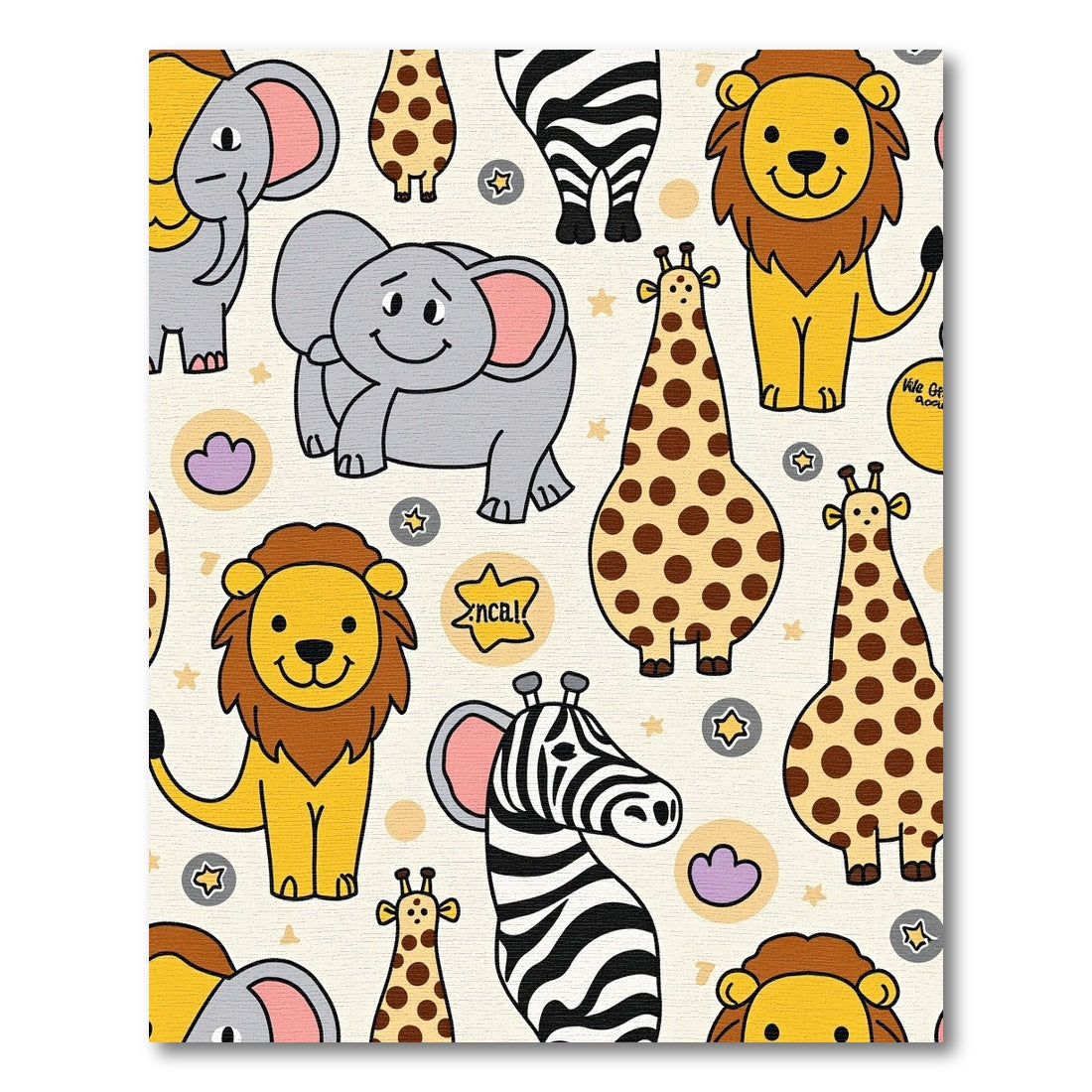 Cute Safari Animals Playful Pattern Rug