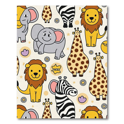 Cute Safari Animals Playful Pattern Rug