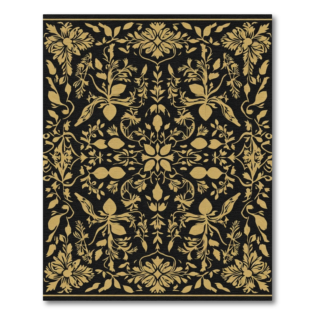 Ouroboros Gold Floral Damask Rug