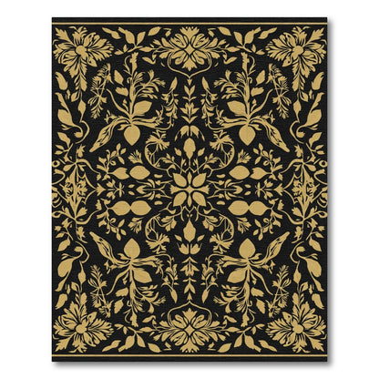 Ouroboros Gold Floral Damask Rug