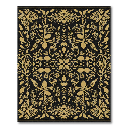 Ouroboros Gold Floral Damask Rug