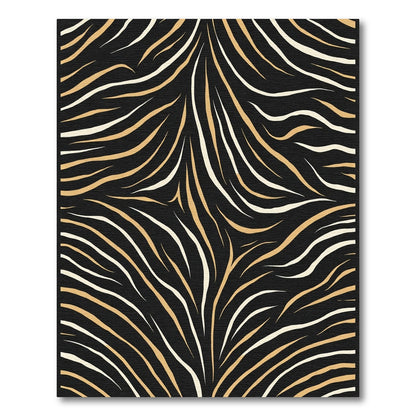 Black and Gold Wavy Stripes Rug