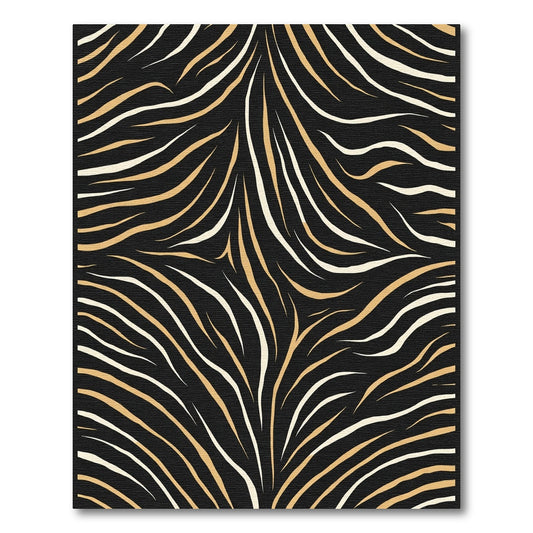 Black and Gold Wavy Stripes Rug