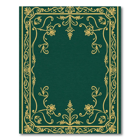 Emerald Gold Ornate Floral Scroll Rug