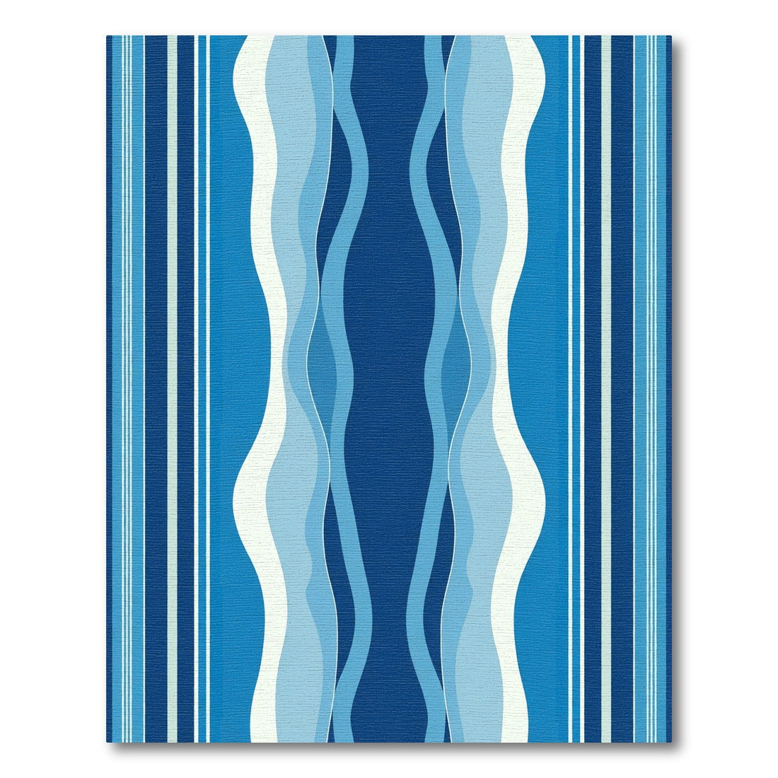 Deep Blue Wave Striped Rug