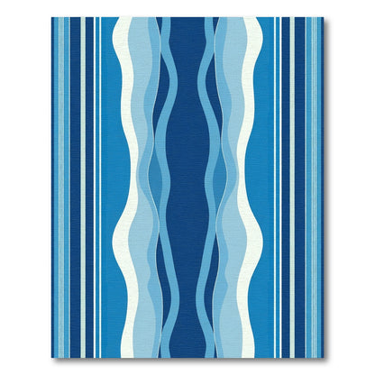 Deep Blue Wave Striped Rug