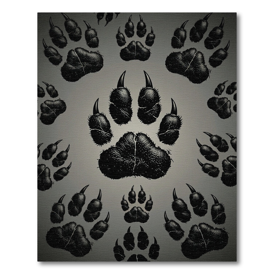 Black Paw Print Repeat Background Rug