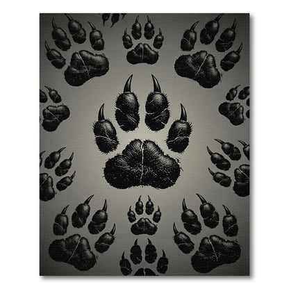 Black Paw Print Repeat Background Rug