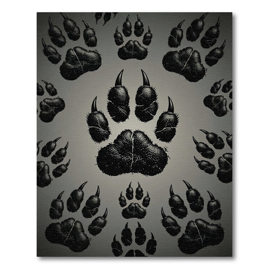 Black Paw Print Repeat Background Rug