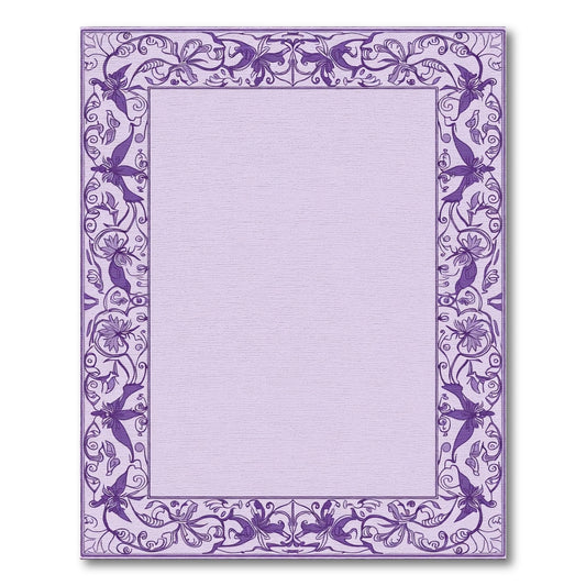 Purple Floral Vine Border Rug
