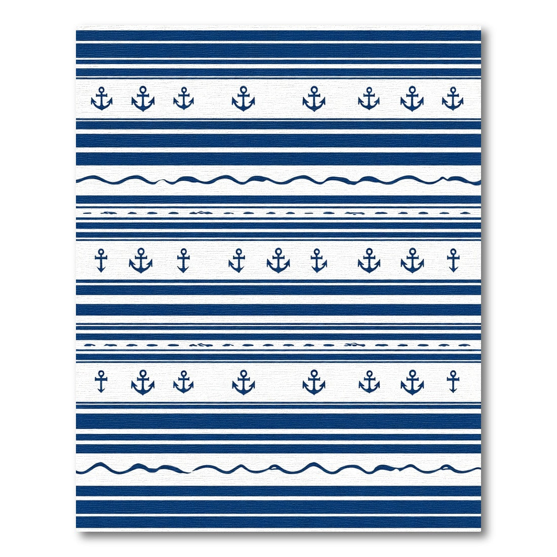 Classic Blue White Anchor Stripe Rug