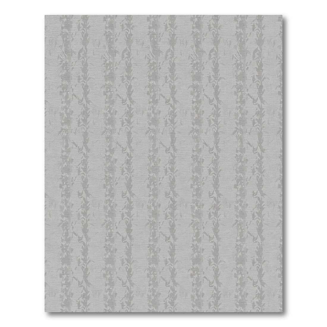 Subtle Gray Vertical Leafy Stripe Rug