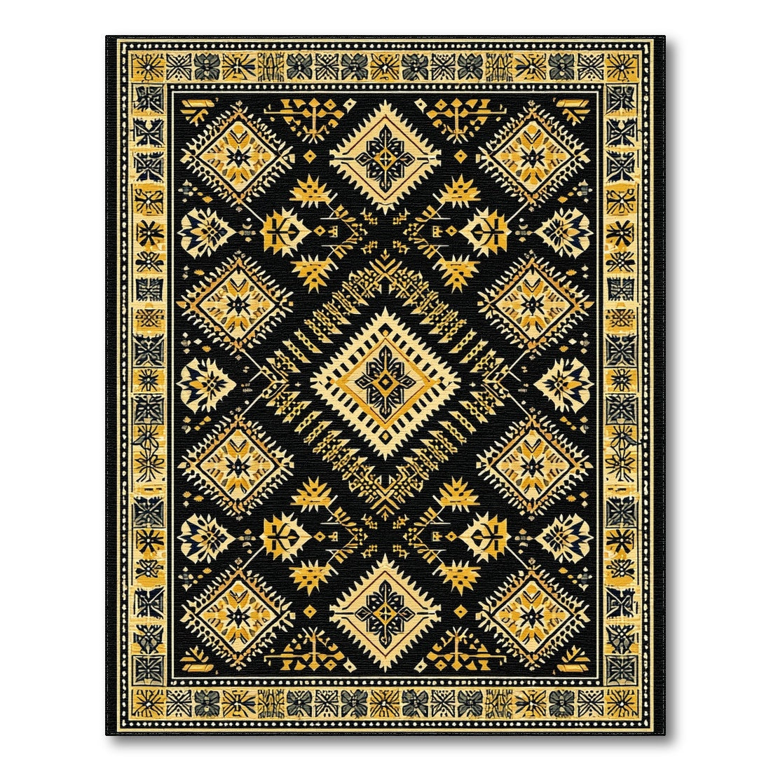 Heritage Tribal Black and Gold Area Rug