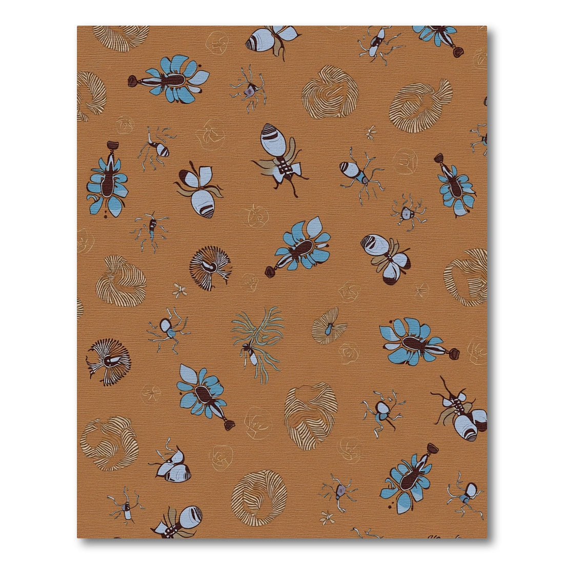 Whimsical Bug Floral Earthy Tones Rug