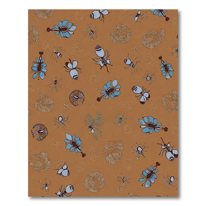 Whimsical Bug Floral Earthy Tones Rug