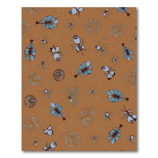 Whimsical Bug Floral Earthy Tones Rug