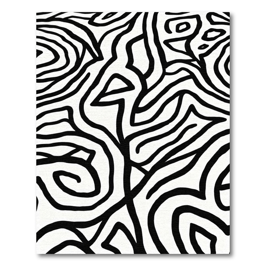 Bold Black White Swirl Stripes Rug