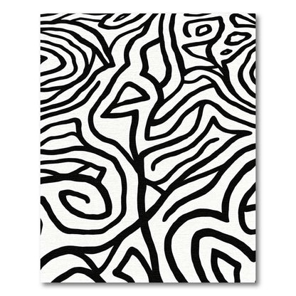 Bold Black White Swirl Stripes Rug