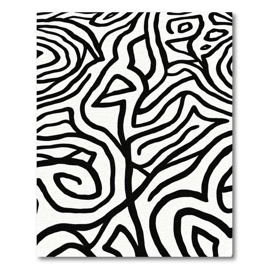 Bold Black White Swirl Stripes Rug
